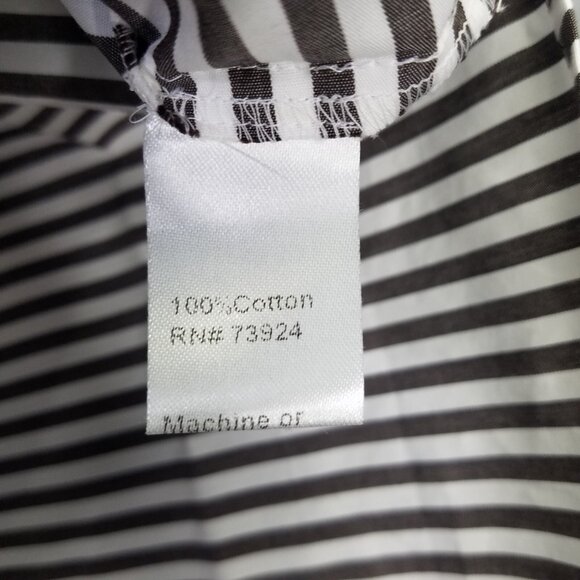 Ming Wang Heritage Fit Blouse Women's L Poplin Shawl Collar V-Neck Stripe NEW - Picture 11 of 16